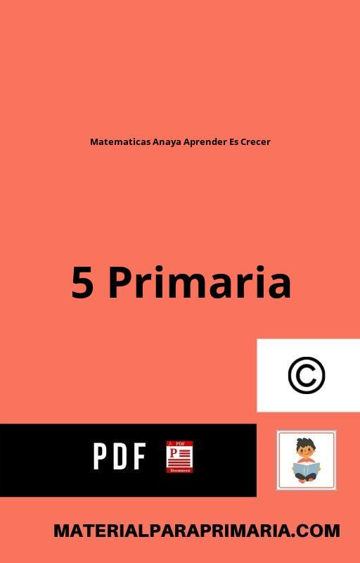 Matematicas 5 Primaria Anaya Aprender Es Crecer PDF